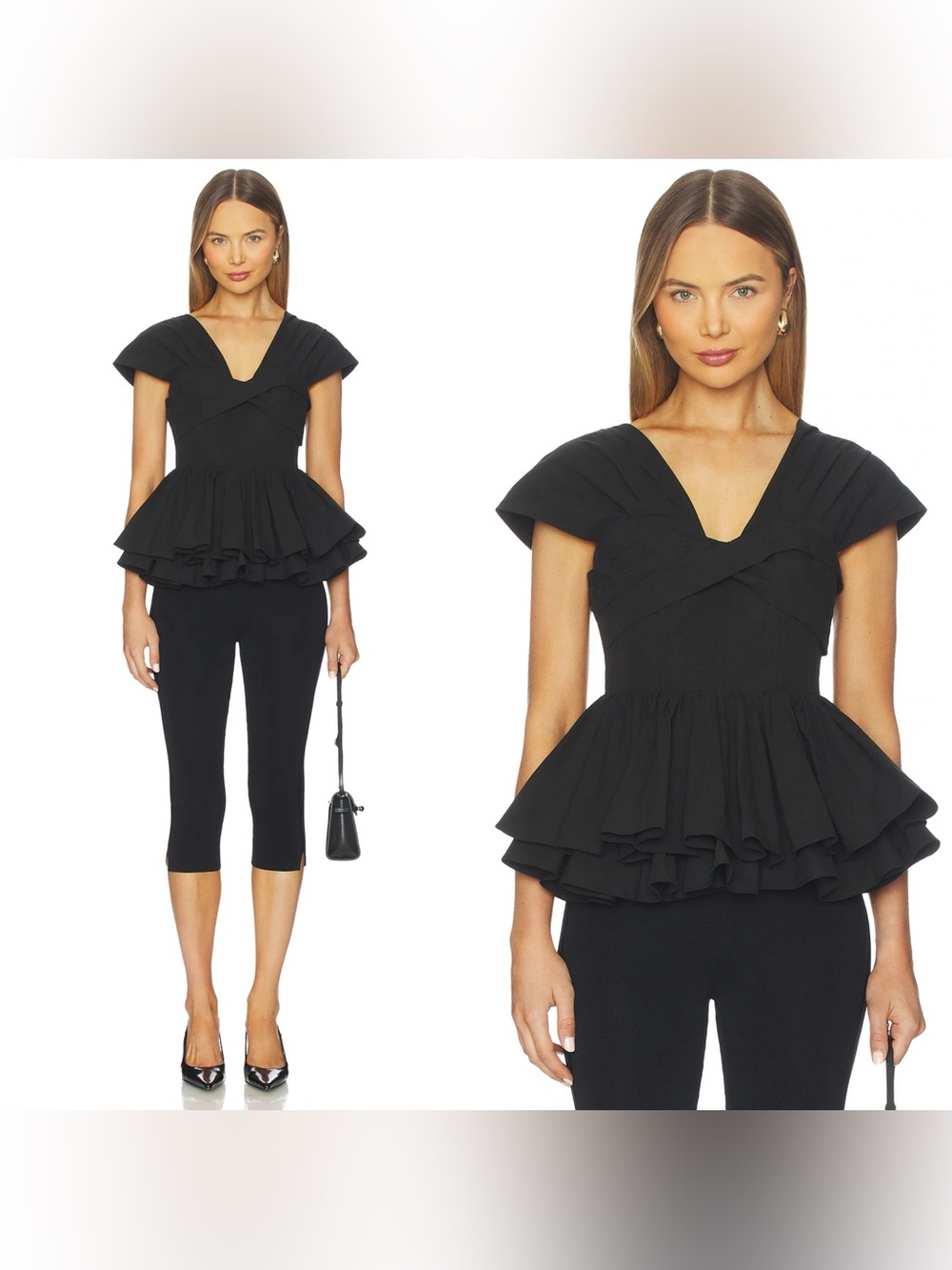NWT MAUDE CLUB SERENA Cotton poplin top in black